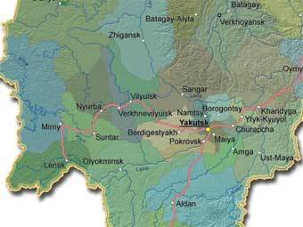 Фрагмент карты Якутии с сайта www.yakutiatravel.com